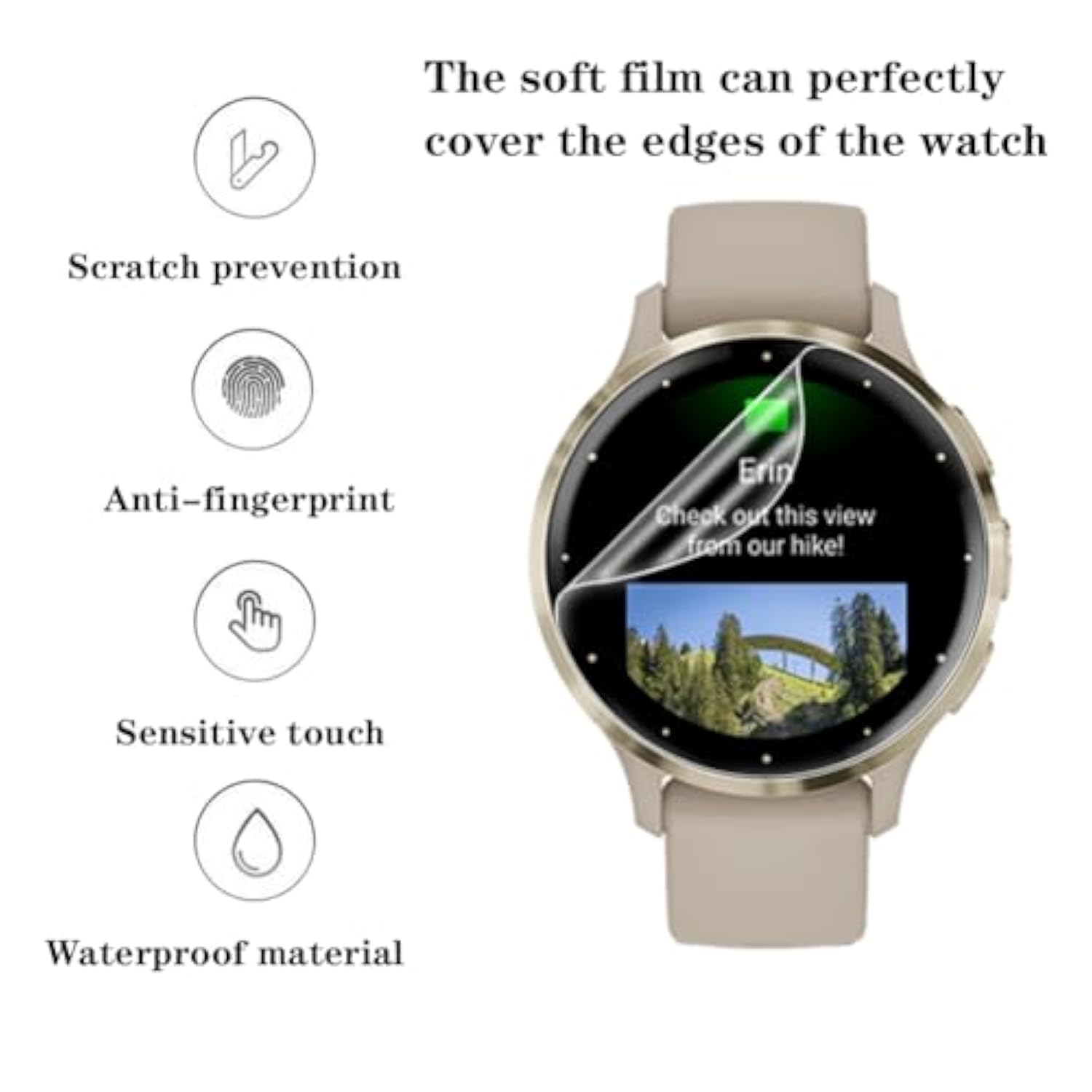 Watch Screen Protector (4+1Pack) Compatible For Garmin Venu 3S, Film Anti-Scratch High Definition Full Coverage And Tpu Protective Case