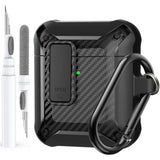 For Airpods 2Nd 1St Generation Case Men Lock With Cleaner Kit, Rugged Airpod 2/1 Gen Protective Hard Cover Shockproof Skin Boys Women With Keychain For Apple Ipods 2Nd/1St Cases Cf-Black
