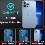 For Iphone 13 Pro Max Case With 2Pcs Tempered Glass Screen Protector And 1Pcs Camera Lens Protector, Military Grade 3 In 1 Heavy Duty Shockproof/Drop Proof/Dust Proof Case (Black/Grey)