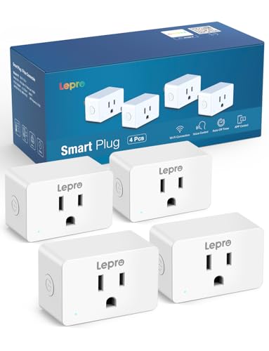 P1 Smart Plug Mini 15A, Smart Wifi Bluetooth Outlets Work With Alexa & Google Assistant, Voice/App Control, Safety Lock, Schedule & Group Controller, 2.4G Wifi Only, Etl & Fcc Certified, 4-Pack