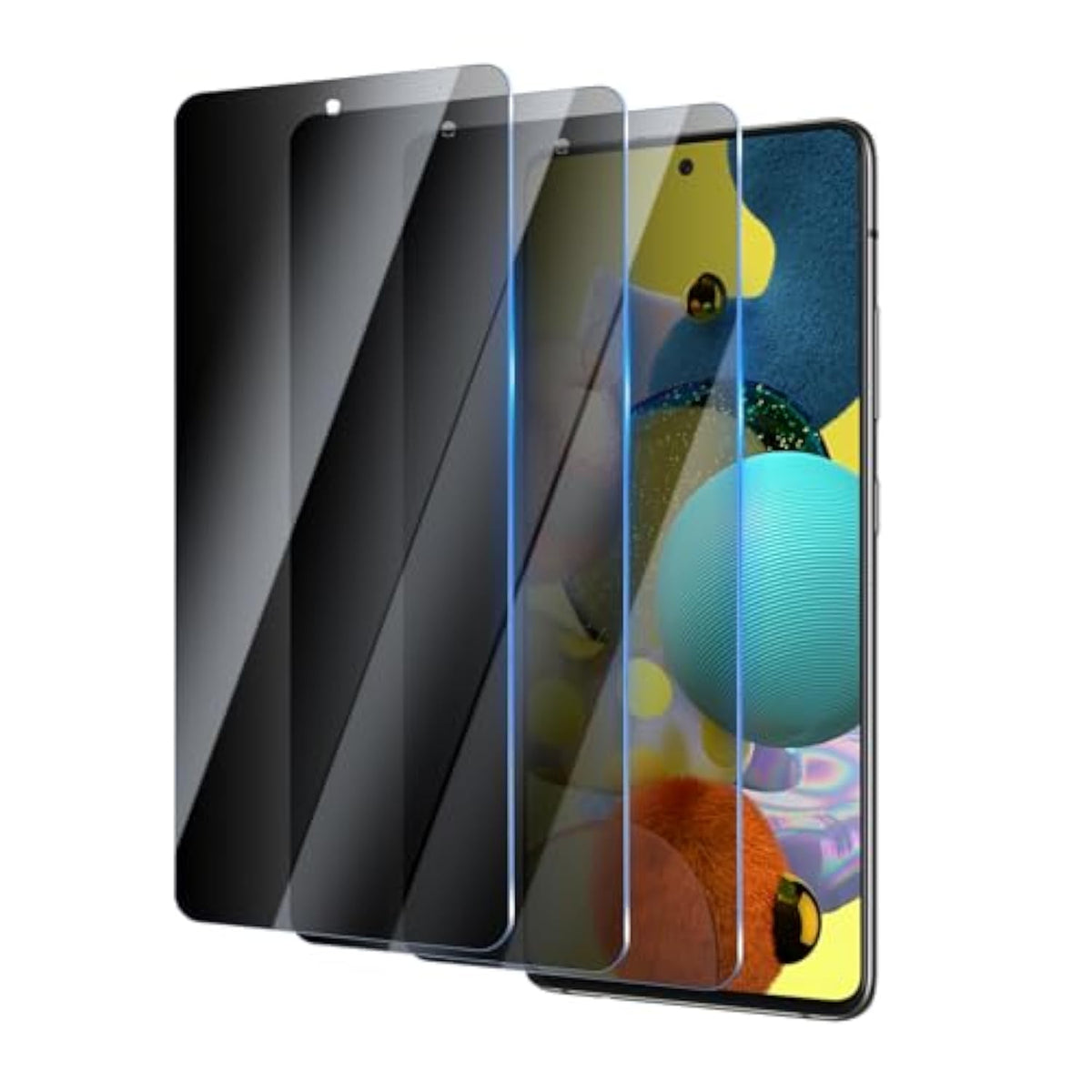 Privacy Screen Protector For Samsung Galaxy A51/A52/A52S 5G/A53 6.5 Inch 3 Pack, Tempered Glass Film Anti-Spy Scratch Resistant 9H Hardness Case Friendly