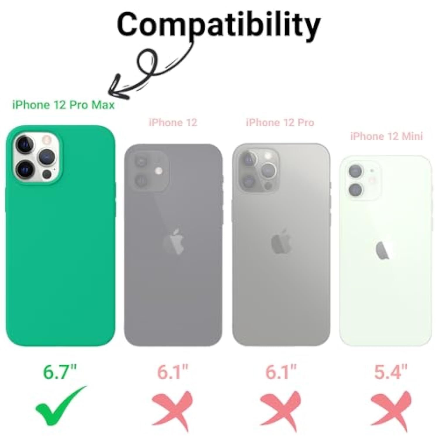 Shockproof Designed For Iphone 12 Pro Max Case, Liquid Silicone Phone Case With [Soft Anti-Scratch Microfiber Lining] Military Grade Drop Protection Slim Thin Cover, 6.7 Inch, Emerald Green