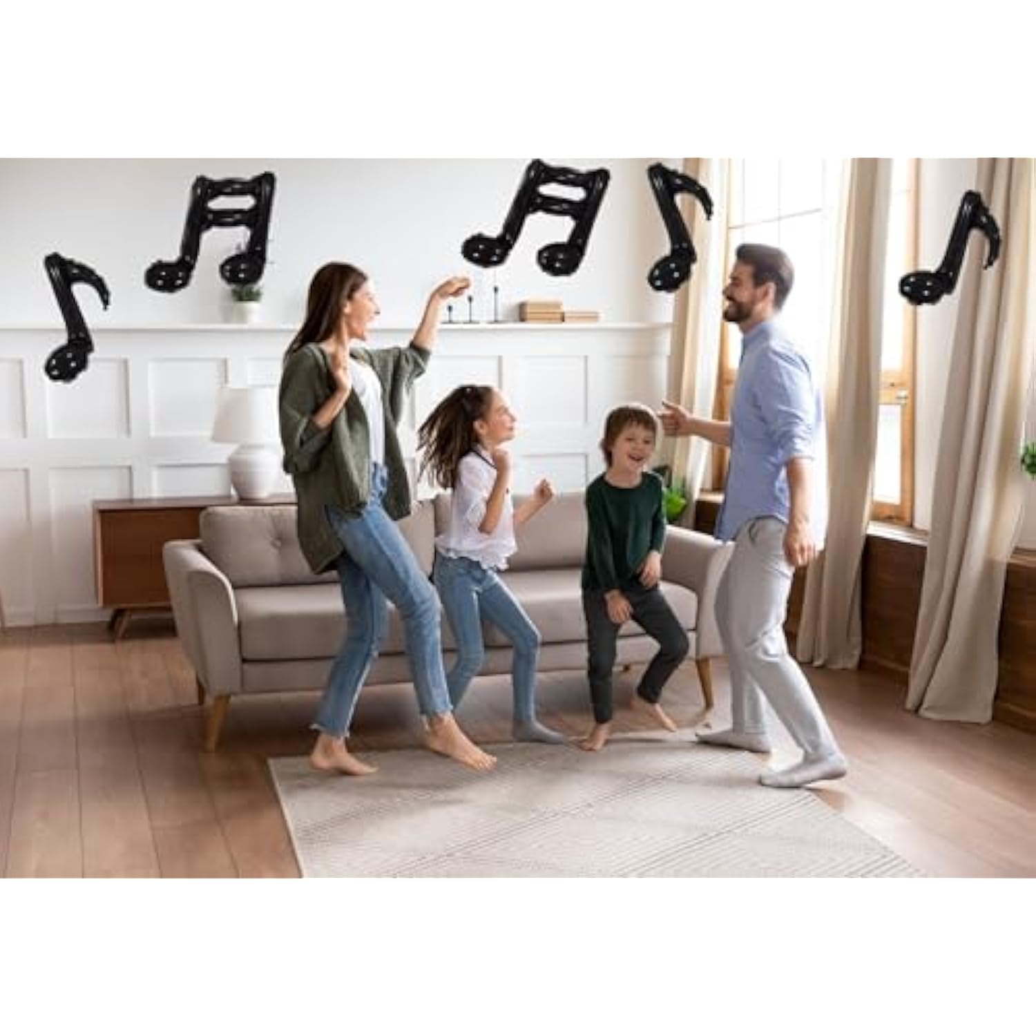 10 Pcs Black Music Note Foil Balloons Music Theme Party Decorations