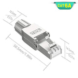 Rj45 Cat6A Connectors Tool-Free Reusable Shielded Ethernet Termination Plugs F