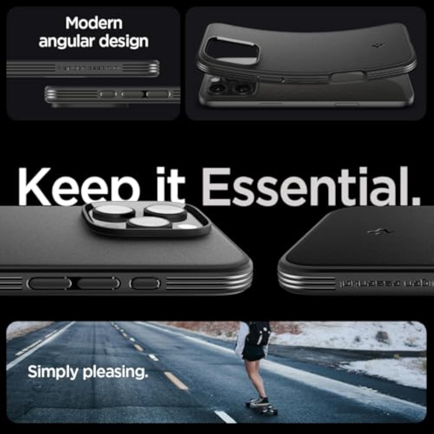 Spigen Essential Sand Blast Designed for iPhone 16 Pro Max Case (2024) [Military-Grade Protection] - Matte Black