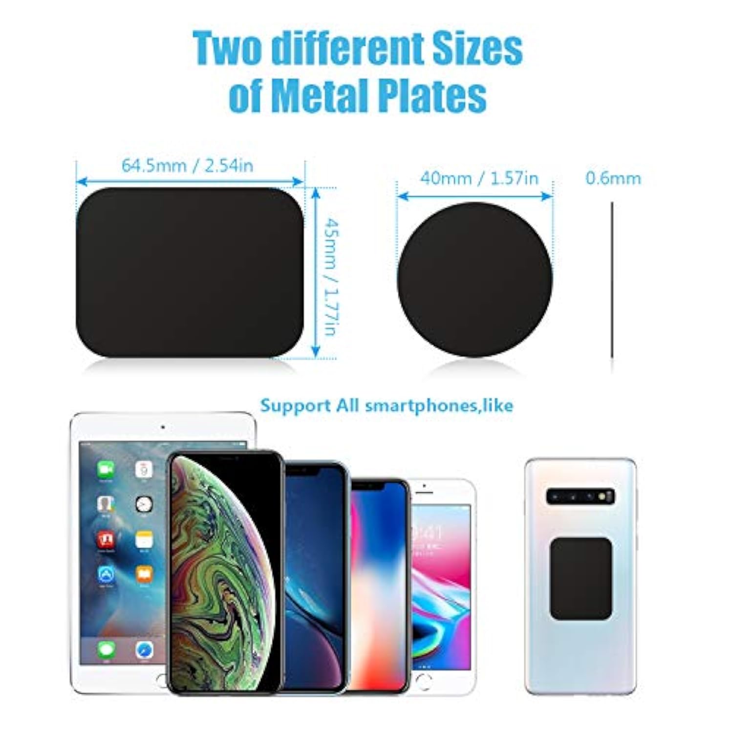 4-Pack Metal Plates with Adhesive for Magnetic Phone Mounts Black