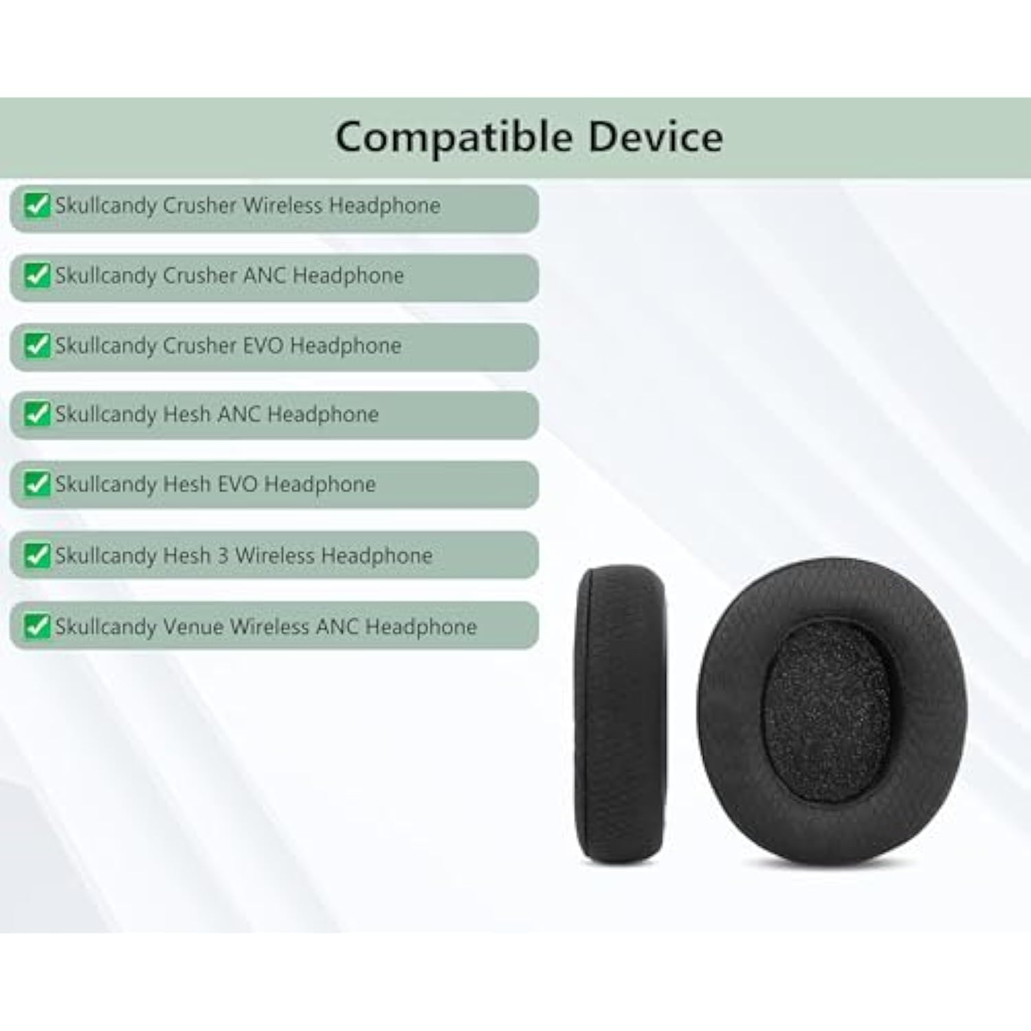 Breathable Replacement Earpads Compatible With Skullcandy Crusher Wireless/Crusher Anc/Evo Hesh Anc/Evo Hesh Anc/Evo Hesh 3 Wireless/Venue Wireless Anc Headphone Ear Pads Cushion