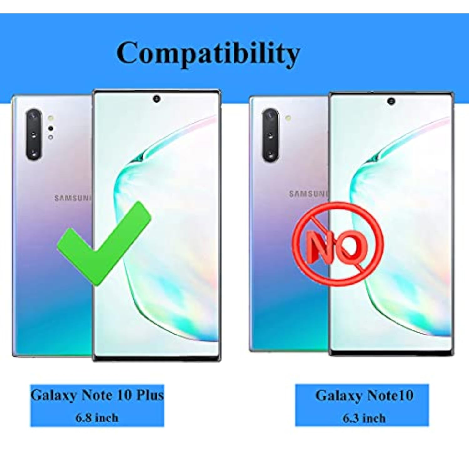 Samsung Galaxy Note 10 Plus Case with HD Screen Protectors, Military-Grade Metal Ring Holder Stand Drop Tested Shockproof Cover Case for Samsung Note 10+/ 5G Blue