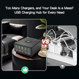 Usb Charger Station Multi Port: Desktop 160W Power Fast Charging Hub Wall Block Pd 3.0 – 5 Ports With Wireless Pad & Digital Display