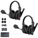 XTALK XMAX2 Wireless Intercom Headset System Dual-Ear Communication Headsets 500M with Noise Reduction for Movie Shoot, Live Show Stage Performance