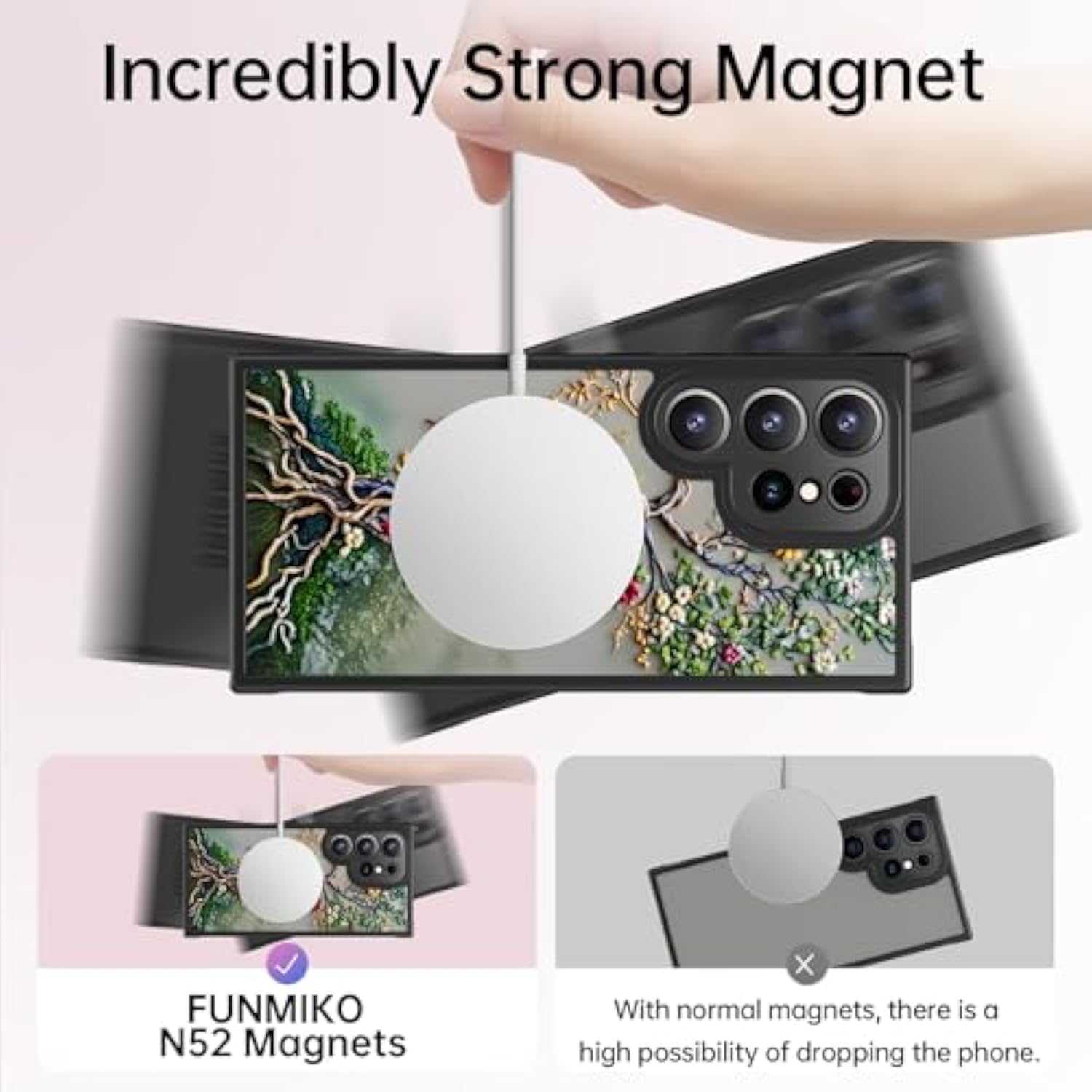 For Samsung Galaxy S24 Ultra Case Wireless Charging & Military-Grade Protection - Trendy Floral Design For Women Girls, Matte Phone Cover With Shockproof Corners - Blooming Tree Of Life