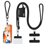 Phone Lanyard And Wrist Straps, Adjustable Cell Phone Lanyard Crossbody With Detachable Wallet, 8Mm Thick Iphone Lanyard For Around The Neck (Black+Wallet)