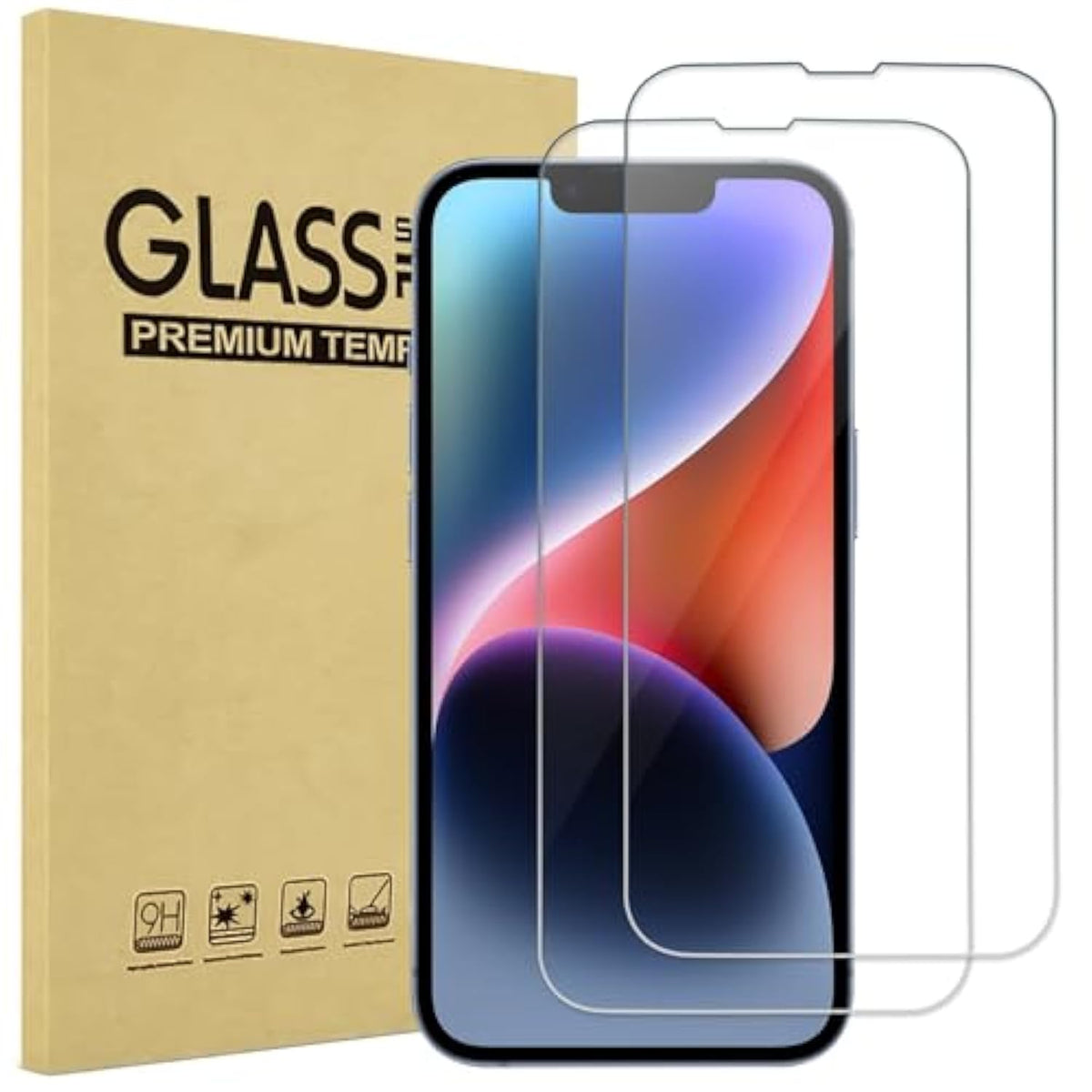 ProCase 2 Pack Clear Screen Protector for iPhone 16e / 14/13 / 13 Pro 6.1", Tempered Glass Film Guard for iPhone 2025 2022 2021 6.1 Inch