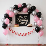 Gender Reveal Pink And Black Balloons Arch Kit,30 Pcs Latex Balloon Birthday Decorations With Black?Pink And Silver Balloons For Women’S Birthday Bridal Wedding Anniversary