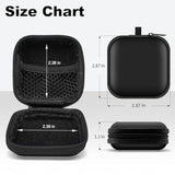 Square Earbud Case Portable Eva Carrying Case Storage Bag Cell Phone Accessories Organizer With Carabiner For Earphone, Earbud, Earpieces, Sd Memory Card, Camera Chips, Tech Pouch, Black
