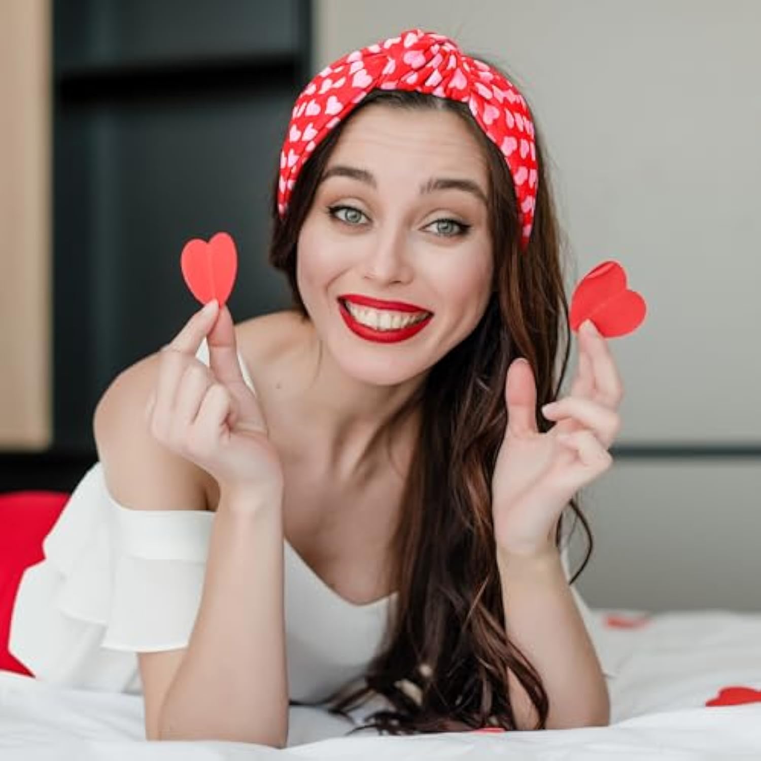 3Pcs Valentine'S Day Headbands For Women, Heart Love Holiday Knotted Hair Hoops, Festive Gift Hair Accessory (Pink)