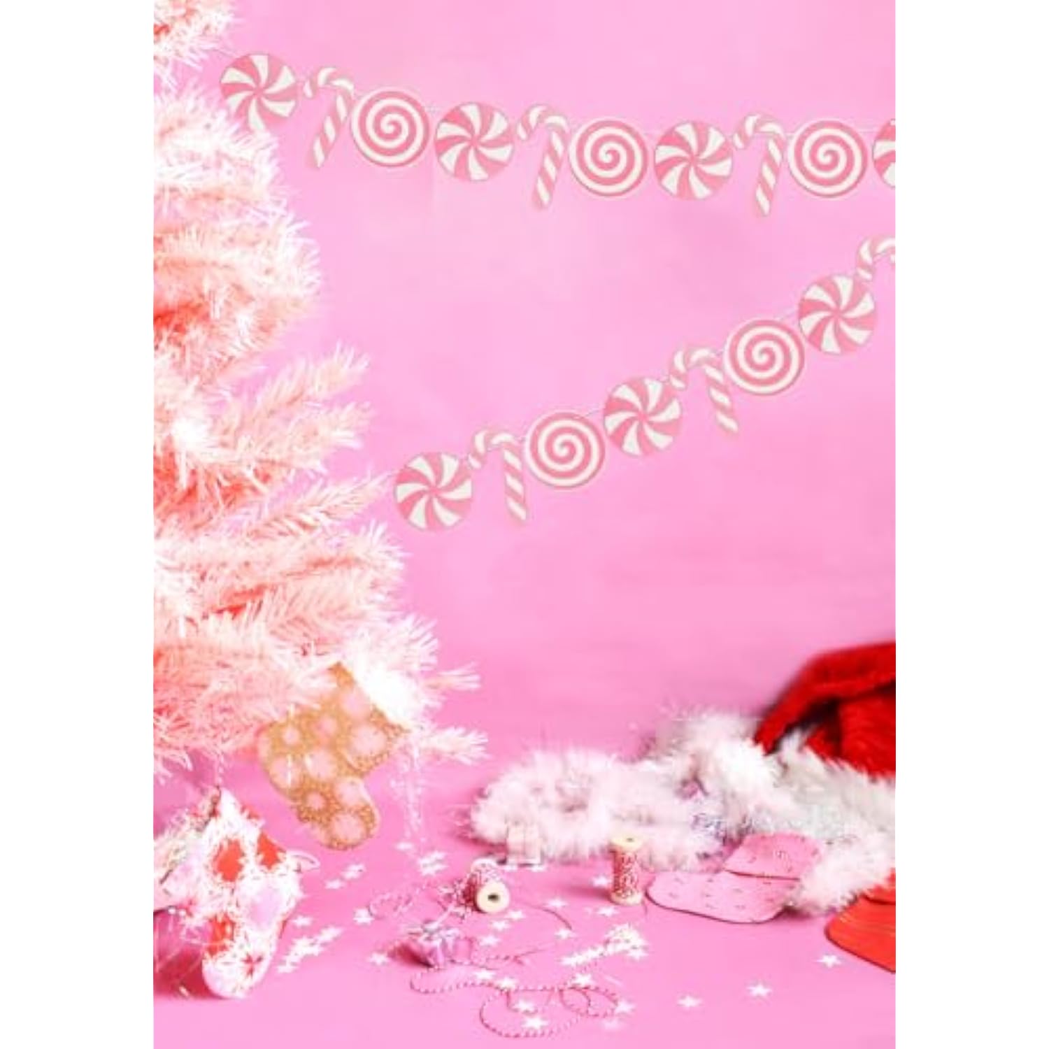 Candy Cane Banner Pink And White Glittery Christmas Candy Cane Banner Pink Xmas Christmas Gingerbread Winter Birthday Candies Theme Party Decoration Supplies