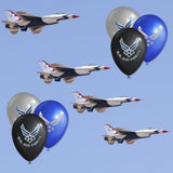 U.S. Air Force Party Balloons - 10 pcs 12 in Latex balloons in Officially Licensed Air Force Logos - Metallic Silver, Blue & Black balloons with 2-color printing both sides Made in Italy -by Havercamp