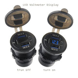 Dual Usb Quick Charge 3.0 Port & Pd Usb C Car Charger Socket, 12V Usb Outlet With Voltmeter And Power Switch For Car Boat Marine Truck