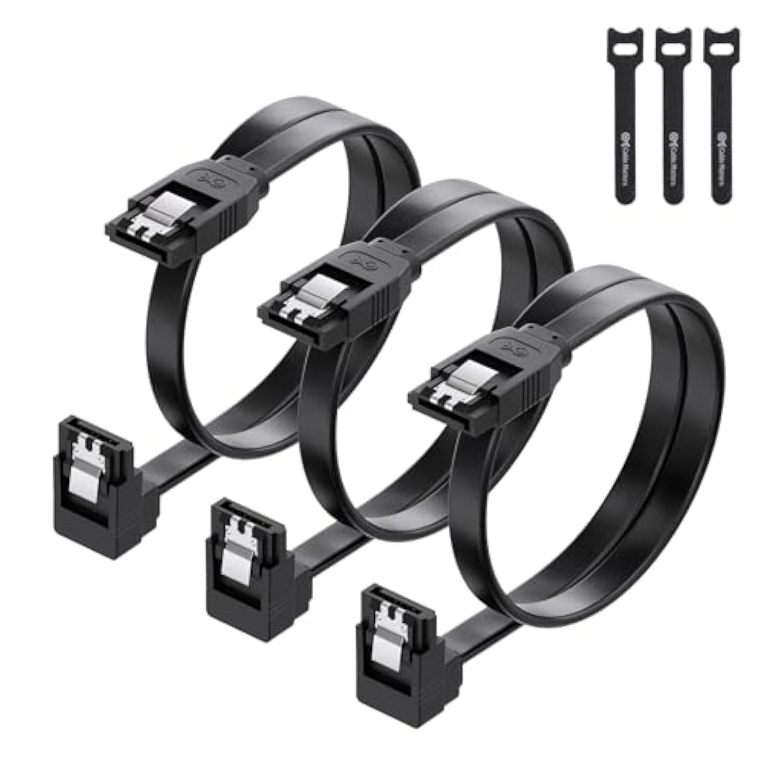 Cable Matters 3-Pack 90 Degree Right Angle SATA Cable 18 Inches (6.0 Gbps SATA