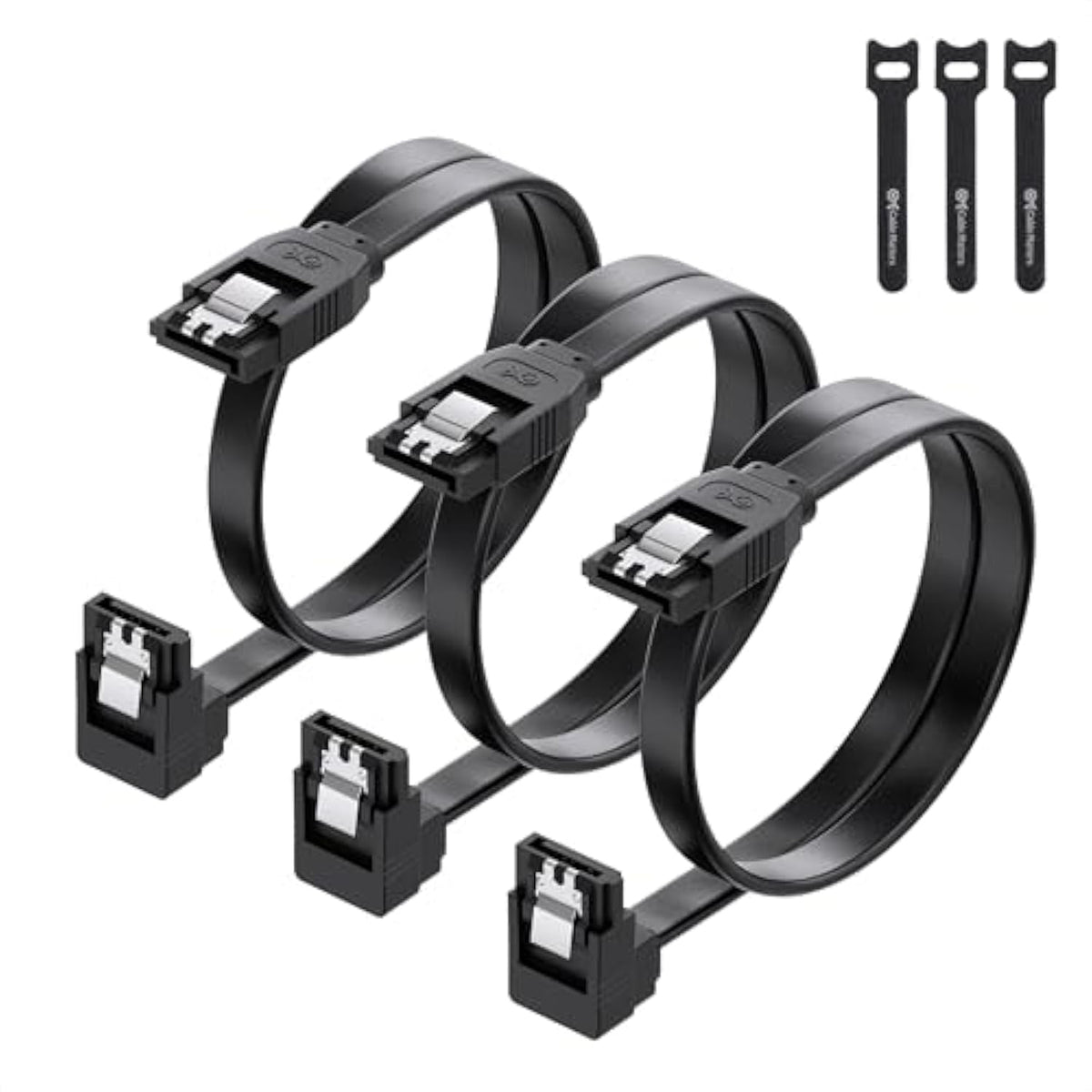 Cable Matters 3-Pack 90 Degree Right Angle SATA Cable 18 Inches (6.0 Gbps SATA