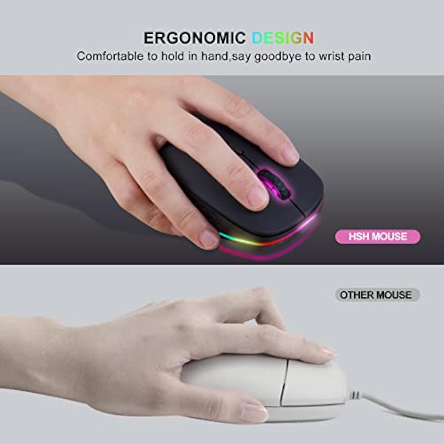 Wireless Mouse,2.4Ghz And Bt 5.1 Dual Mode Fast Switching Connection 13 Rgb Ba