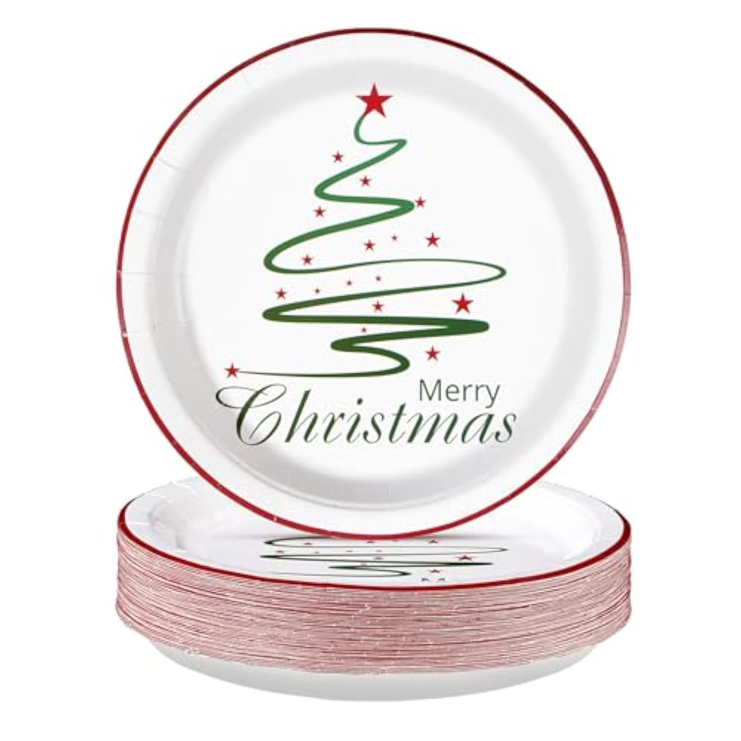 50Pcs Christmas Tree Party Supplies Large Green Simple Tree Paper Plates Disposable Merry Christmas Themed Decorations For Holiday Picnic Birthday Dinner Party Supplies