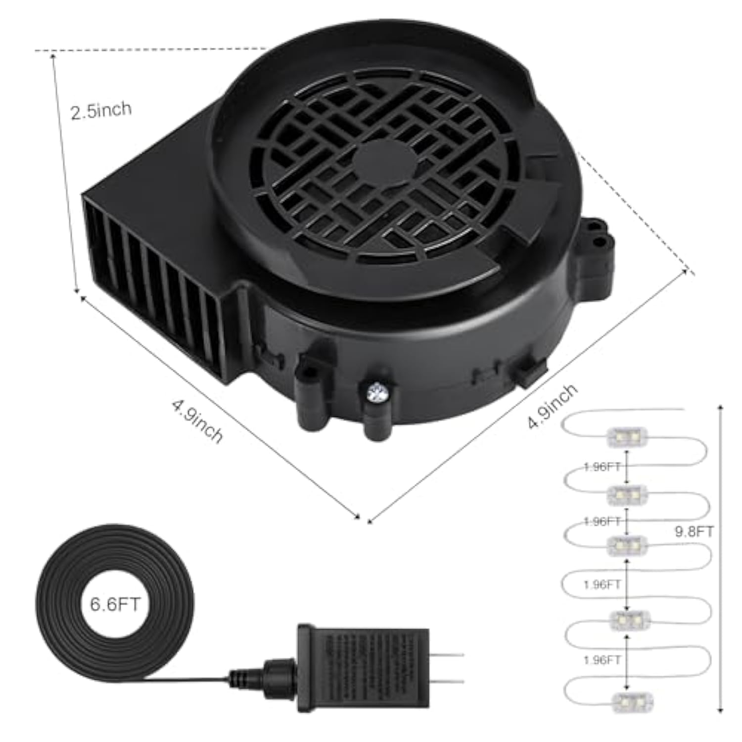 12V 1.2A Replacement Air Blower Fan For 5-12Ft Halloween Christmas Inflatables With 1.5A Adapter 5 Led Light Fans Outdoo