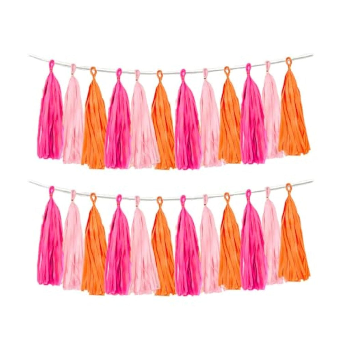 Rose Red Pink Orange Tassel Garland Banner Paper Tassels Pack of 15