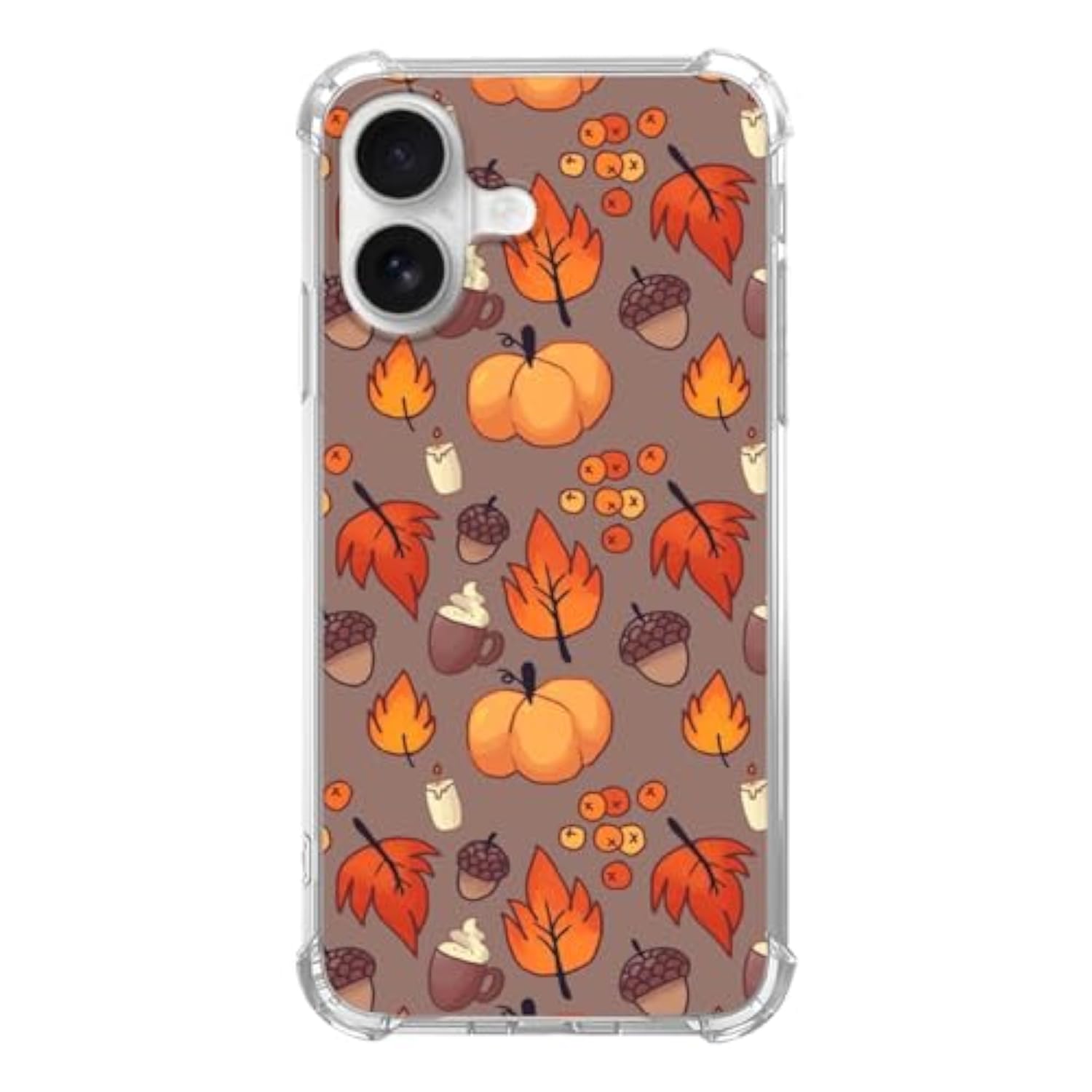 Fall Leaves Pumpkin Acorns Case Compatible With Iphone 16, Aesthetic Autumn Halloween Case For Iphone 16