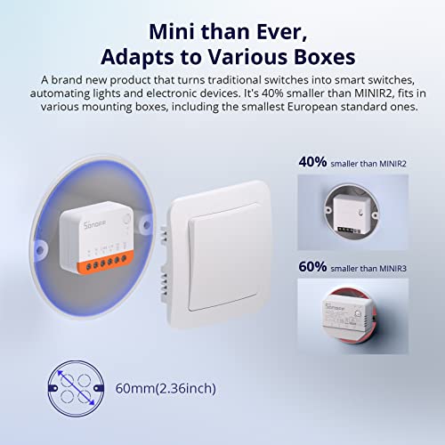 Minir4 10A Smart Wifi Extreme Wireless Light Switch,Universal Diy Module For Smart Home Automation Solution, Compatible With Alexa & Google Home