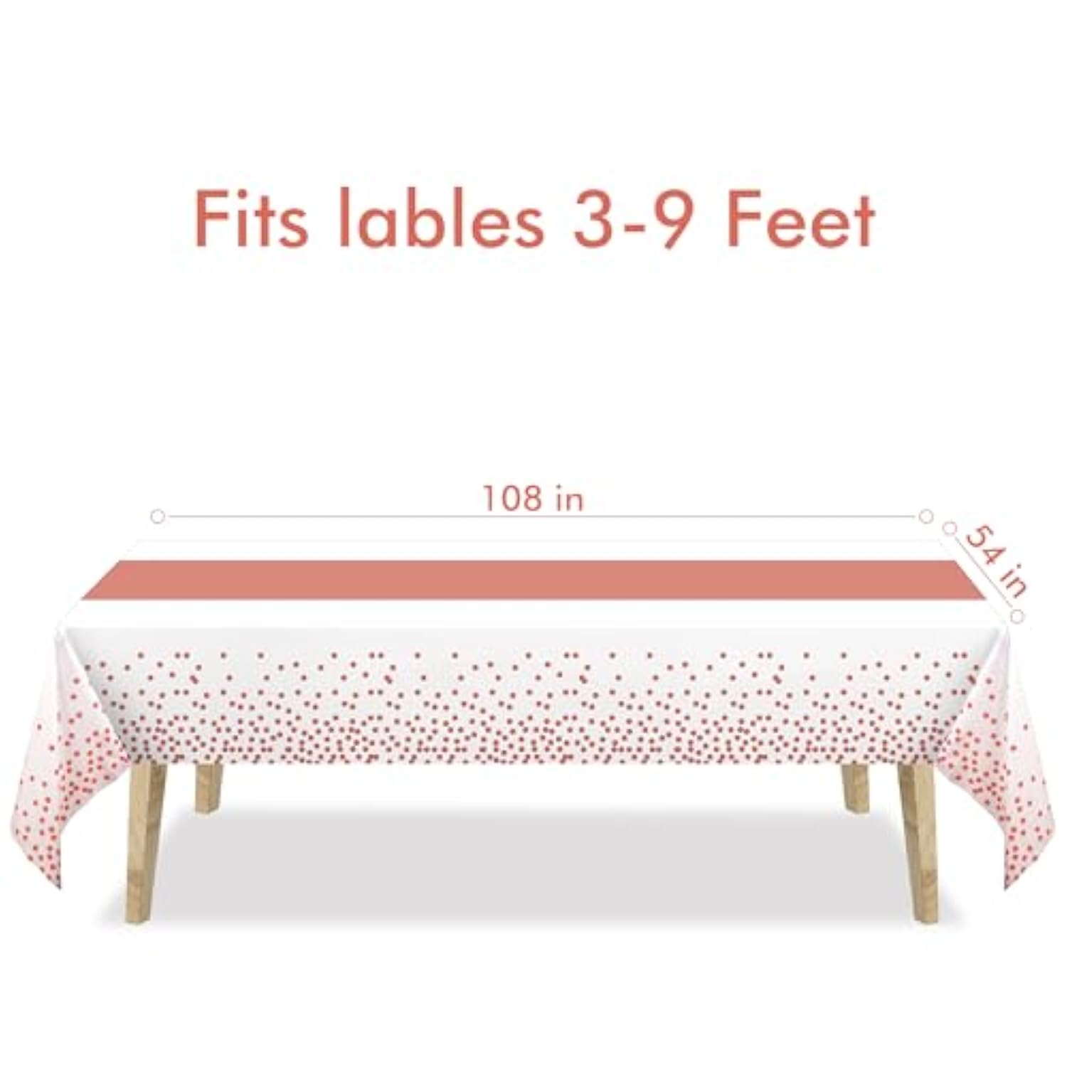 Rose Gold Party Table Covers Tablecloth For Bride/New Years Eve/Ceremony/Birthdays/Bachelorette Party Decorations Rectangle Tablecover 54'' X 108'' - 2 Packs