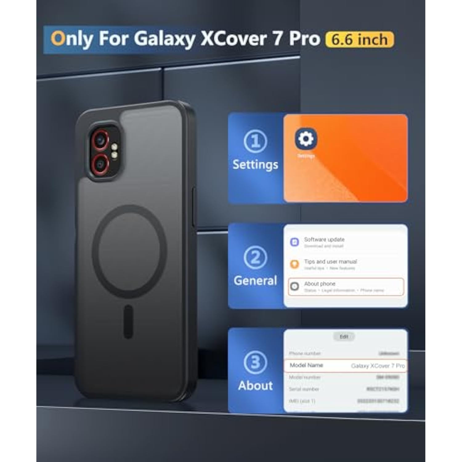 For Samsung-Galaxy Xcover 7-Pro Case: For Xcover 6 Pro Case Magnetic Translucent Matte Shockproof Slim Phone Cover - Military Grade Drop Proof Hard Back Anti-Fingerprint Protective Case