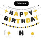 Black And Gold Happy Birthday Banner-Happy Birthday Decorations For Men Women Boys Girls Glitter Garland Birthday Sign For 30St 40St 50Th 60St Party Decor, Backdrop Supplies