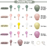 Pastel Floral Balloon Garland Kit – Dusty Green, Pink, Yellow & Purple Arch for Garden Parties