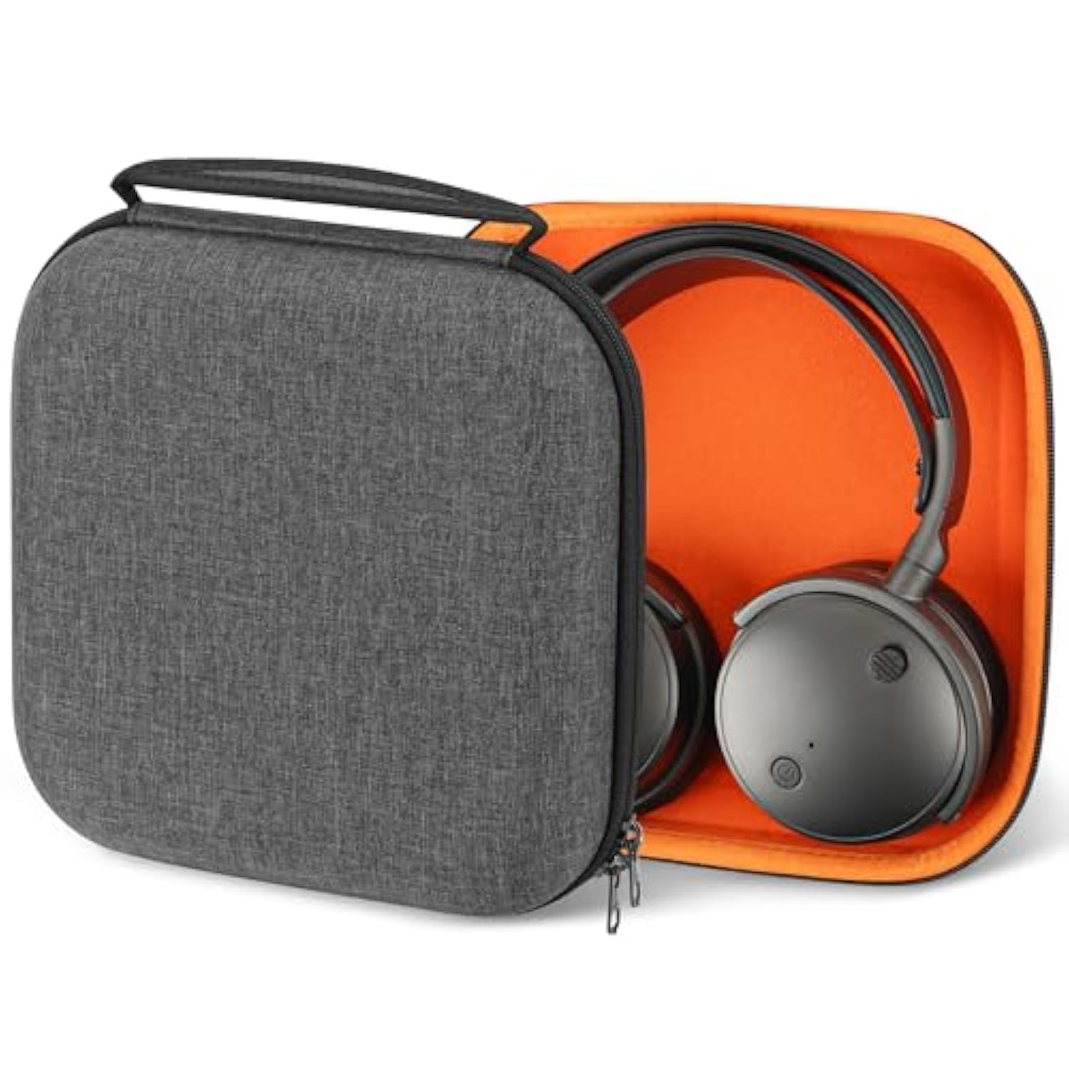 Geekria Shield Case for Over-Ear Headphones, Replacement Hard Shell Travel Carrying Bag with Cable Storage, Compatible with Audeze Maxwell, Soundcore SpaceOnePro, Sony WH-1000XM5 (Dark Grey)