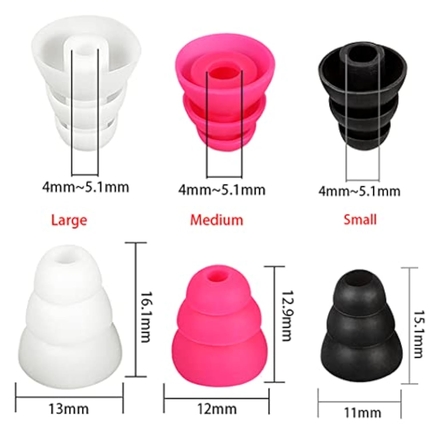 Replacement Triple Flange Earbuds Tips Silicone Buds Conical Ear Tips Earbuds Compatible With Most In Ear Headphones (E.G:Compatible With Sony Senso Powerbeats Jaybird Etc.)