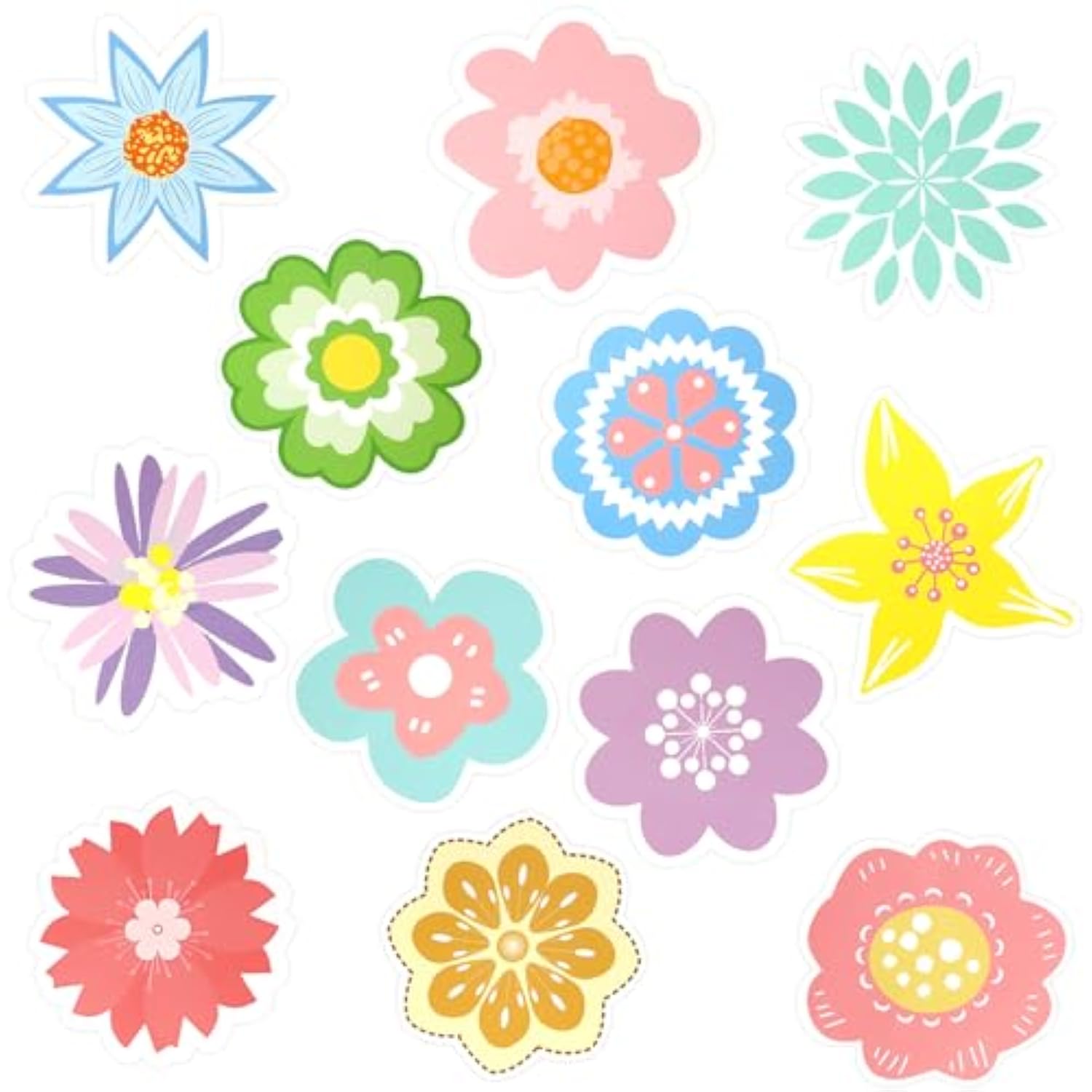 Flower Cutouts, 72Pcs Spring Flower Paper Cutouts Springtime Bulletin Board Decoration For School Party Craft Supplies