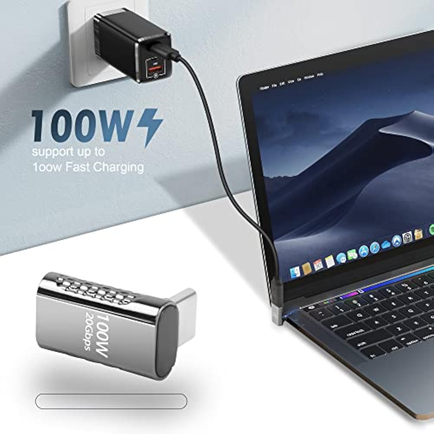 2 Pack Usb C Adapter, 100W Usb C Male To Female Extender Connector, Usb Type C