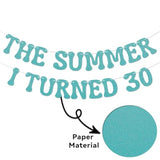 Summer I Turned 30 Banner, Blue Glitter Cheers to 30 Years Beach Party Decor