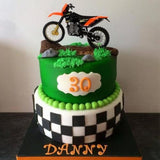 Dirt Bike Cake Topper, 31 Pcs Motorcycle Birthday Party Decorations, Dirtbike Cupcake Toppers For Motocross Race Car Theme Birthday Party Decor Supplies (Orange)