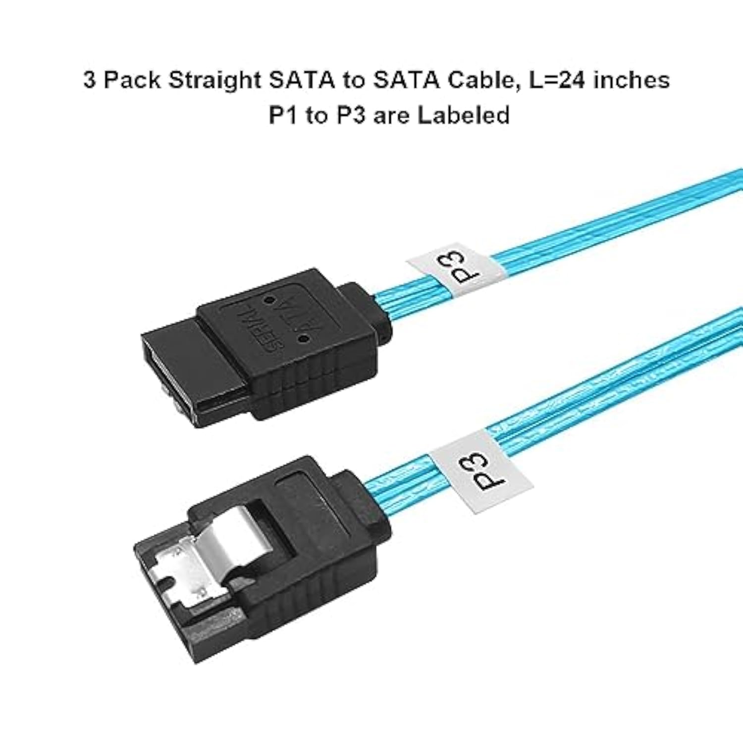 Sata-Iii Cable:24 Inches,3 Pack Sata 6Gbps Cables Flexible Sata Cable 2Ft,Stra