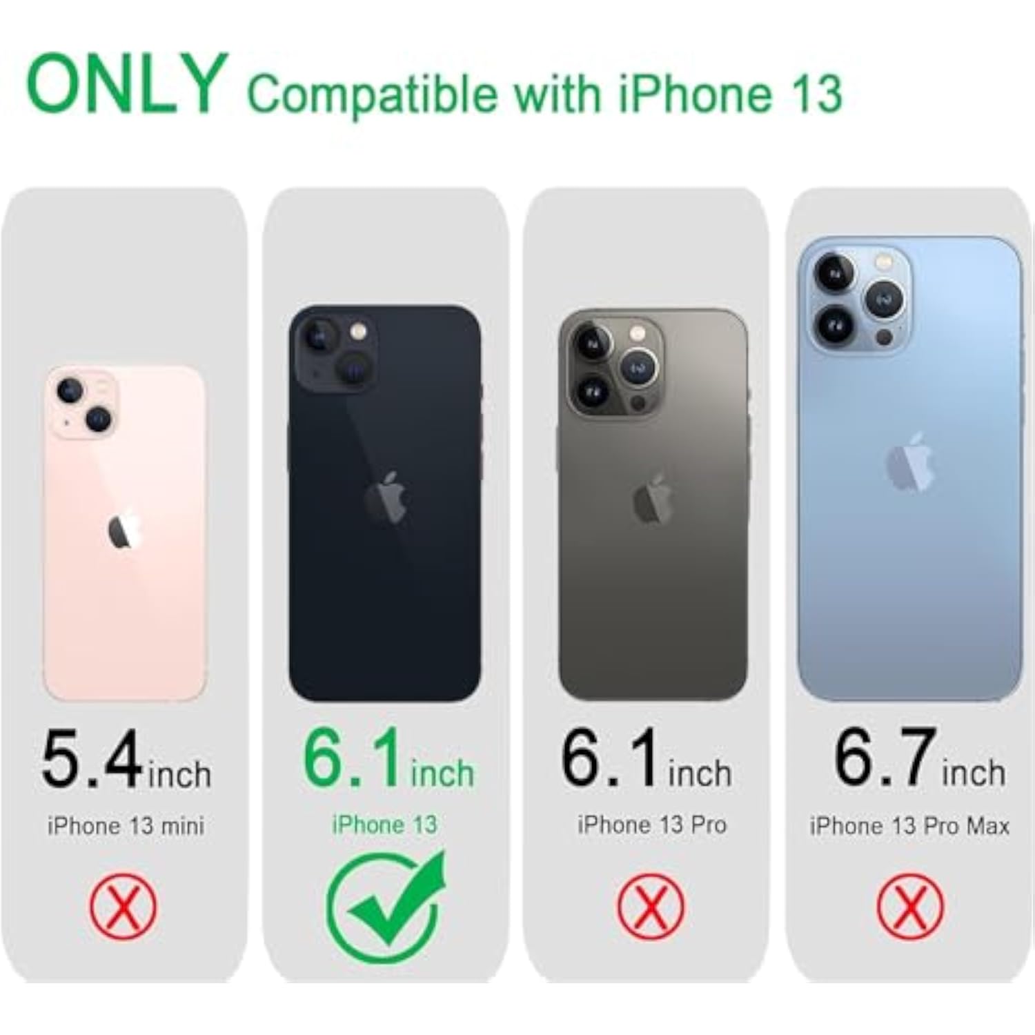 Military-Grade Rugged Heavy Duty Protective Phone Case for iPhone 13 6.1 inch Red