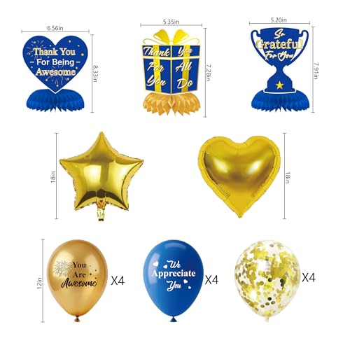 We Appreciate You Decorations Blue Gold Thank You for All You Do Backdrop
