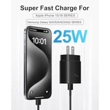 25W Samsung Charger Super Fast Charging Type C Charger Usb C Samsung Fast Charger Compatible With Galaxy S25/S25+/S24/S23/S22/S21/Plus/Ultra/Fe/A16/A15/A56/A55/C55/Note 20/10/Z Fold/Z Flip/Galaxy Tab
