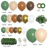 148PCS Sage Green & Brown Balloon Garland Kit – Jungle Safari, Woodland, Wild One Party Decor