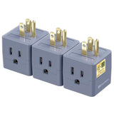 Cable Matters [UL Listed 3-Pack 3 Outlet Wall Adapter (Grounded Cube Tap, Outlet Splitter, 3 Way Plug Adapter, 3-Prong Power Splitter), Gray