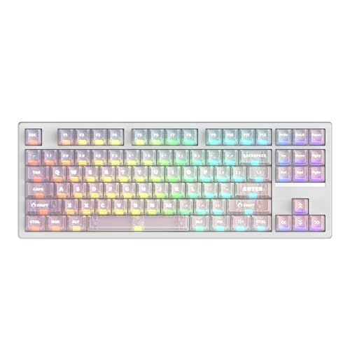 Fe87 V2 Wired Mechanical Keyboard, Dual 8Khz Polling Rate, Support Sodc/Latency As 0.125Ms/Argbhot Swappable, Gasket Sturcture Gaming Keyboard (White/White Snake Switch)