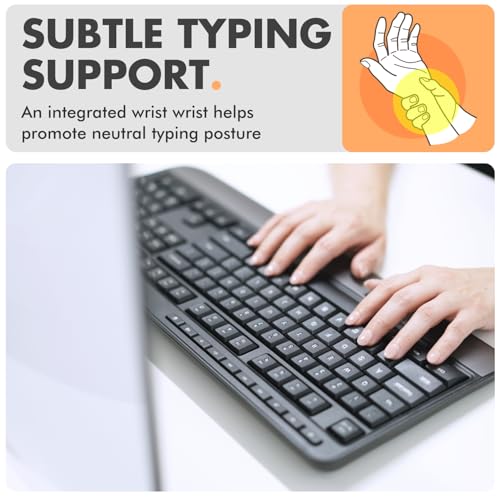 X9 Wired Keyboard - Comfortable Typing - Ergonomic Full Size Usb Keyboard With Wrist Rest, Number Pad, Multimedia And 114 Keys - External Computer Keyboard For Laptop, Desktop And Office Pc