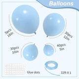 Pastel Blue Balloons Different Sizes 105Pcs 5/10/12/18 Inch For Garland Arch, Light Blue Latex Balloons For Birthday Party, Baby Shower, Gender Reveal, Wedding, Anniversary Party Decorations